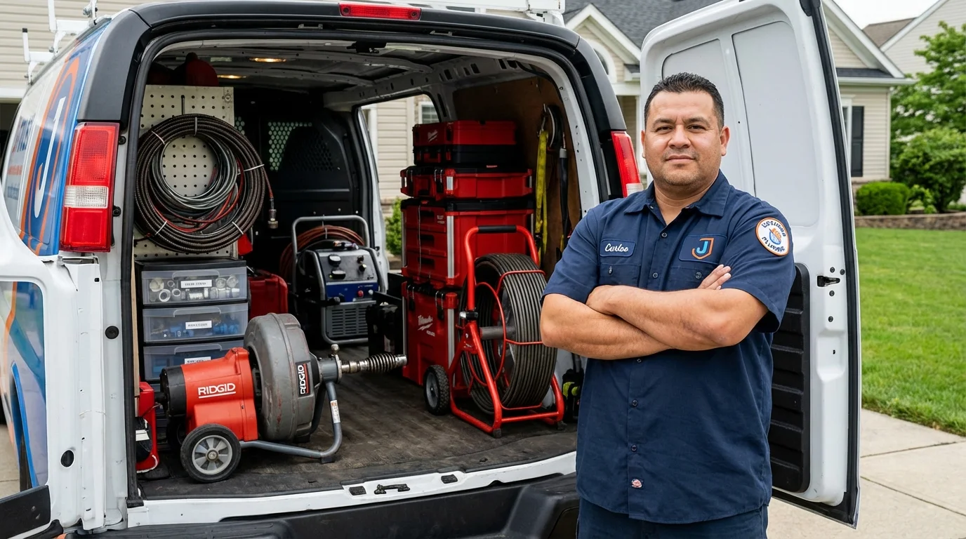 Professional drain cleaning equipment and Johns Plumbing LLC plumber in Cottonport