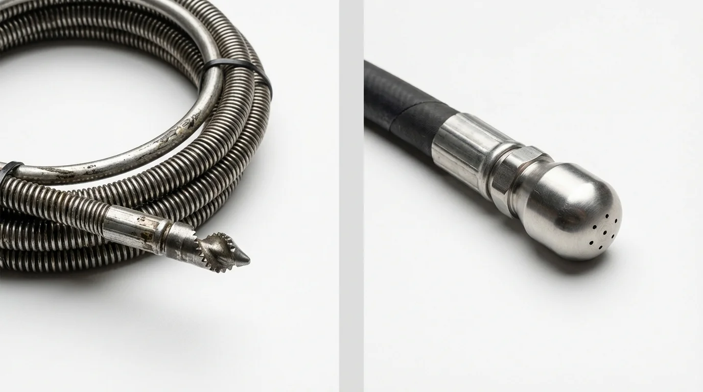 Drain snake cable and hydro jetting nozzle used for drain cleaning in Cottonport, LA