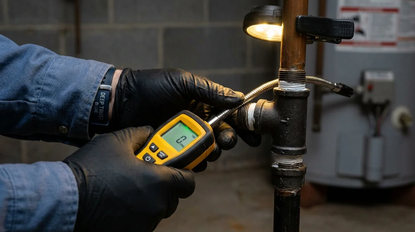 Gas leak detection with electronic sniffer by Johns Plumbing LLC in Cottonport