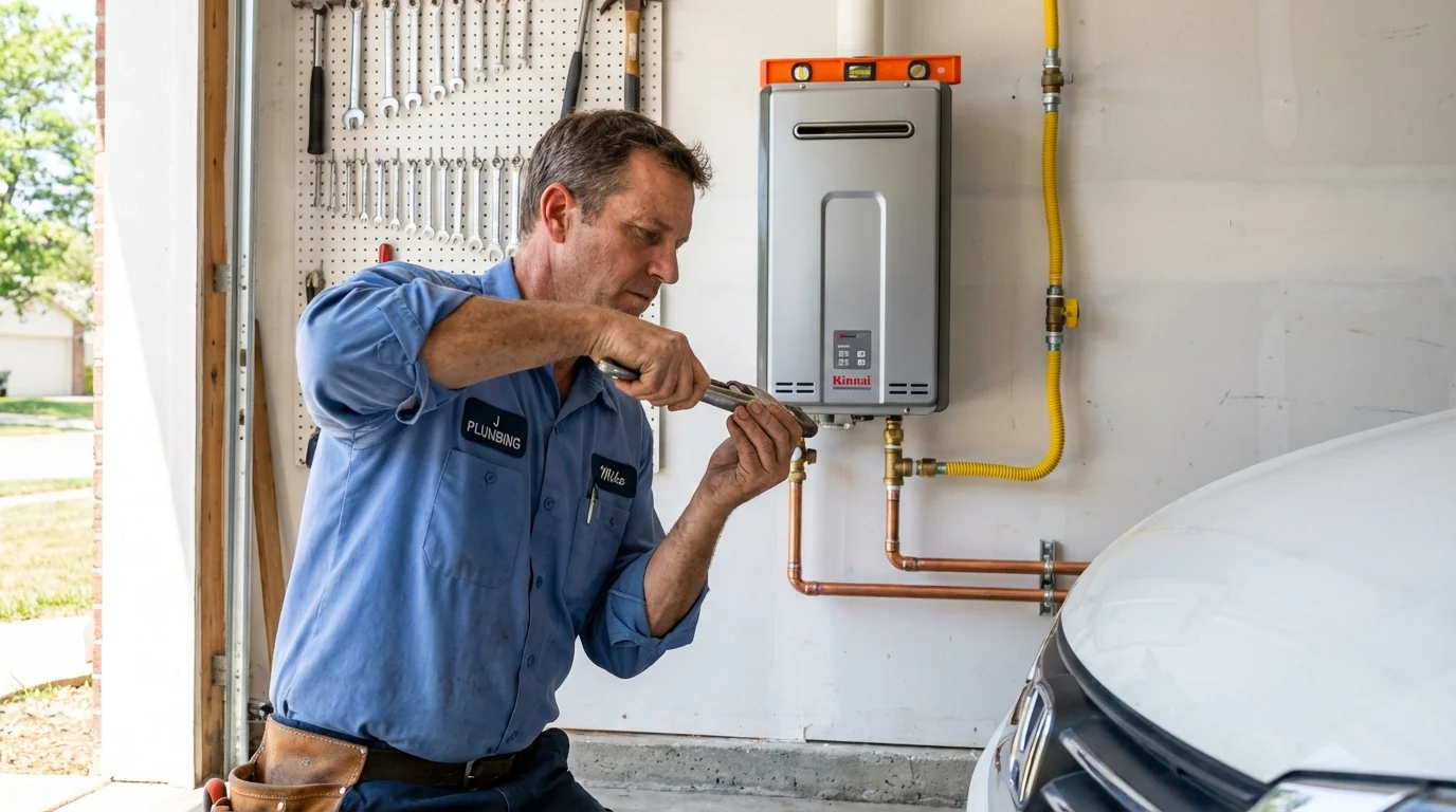 Tankless water heater installation by a Johns Plumbing LLC plumber in Cottonport